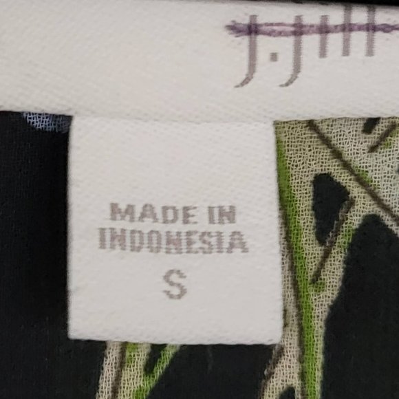 J. JILL Floral Lace Print Button Front Blouse Sheer Long Sleeve Navy Blue Small - Picture 7 of 16